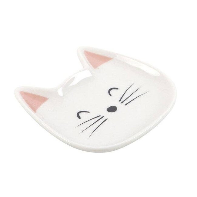 White Cat Face Trinket Dish