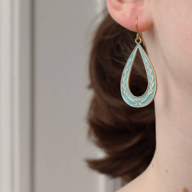 Silk Purse, Sow's Ear Art Nouveau Floral Sprig Hoop Earrings