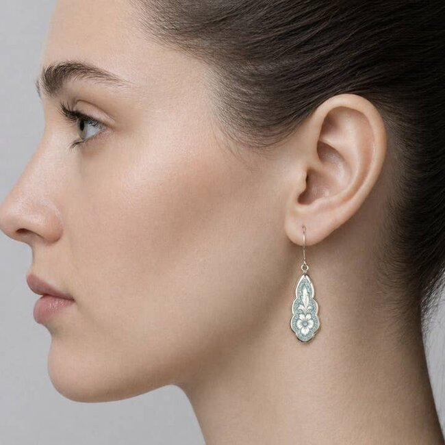 Silk Purse, Sow's Ear Forget Me Not Blue Victorian Drop Earrings