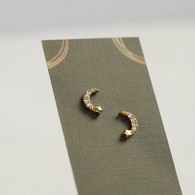 Silk Purse, Sow's Ear Gold Vermeil Moon Stud Earrings