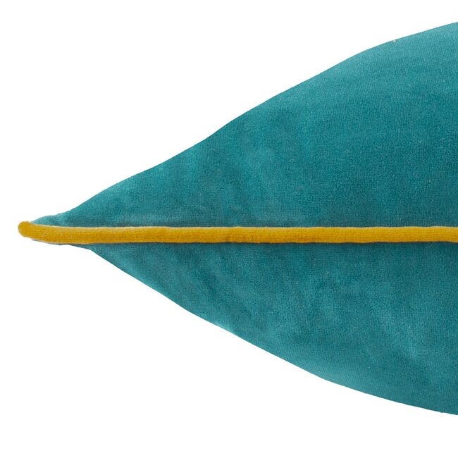 Meridian Velvet Cushion Teal/Ochre