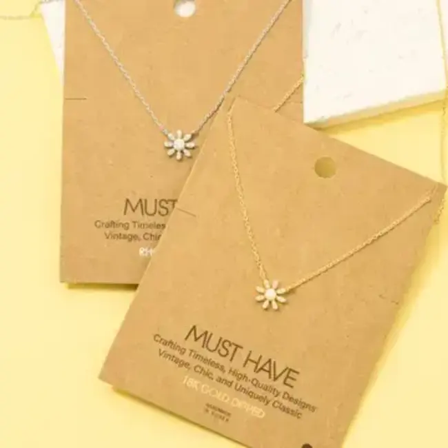 Gold Dipped Mini Opal Flower Pendant Necklace (more colours)