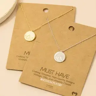Gold Dipped Etched Mountain Coin Pendant Necklace (more colours)
