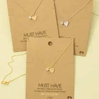Gold Dipped Heart And Stud Charm Necklace (more colours)