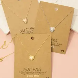 Gold Dipped Engraved Heart Pendant Necklace (more colours)