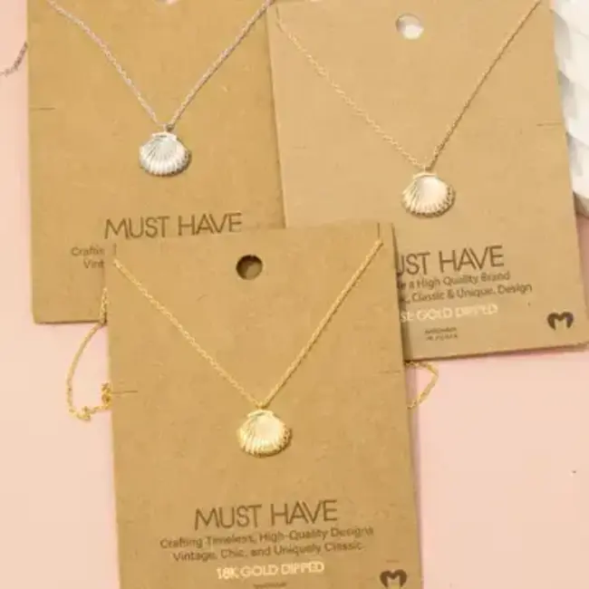 Gold Dipped Clam Shell Pendant Necklace (more colours)