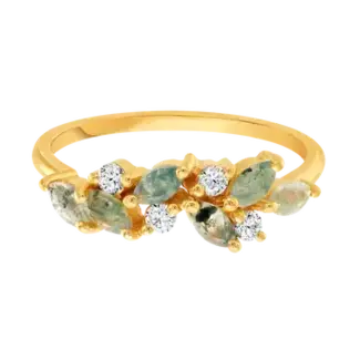 La Kaiser Yellow Gold Moss Agate & Topaz Orchard Ring