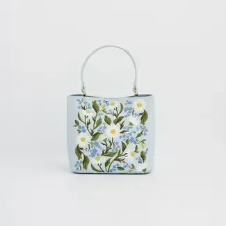 Fable England Forget Me Not - Blue Embroidered Bucket Bag