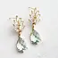 A Pocket of Posies Glass Leaf Earrings - Rhinestone Studs in Gold