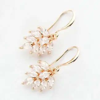 A Pocket of Posies Little Leaf Earrings Rhinestone Earrings- Short in Clear