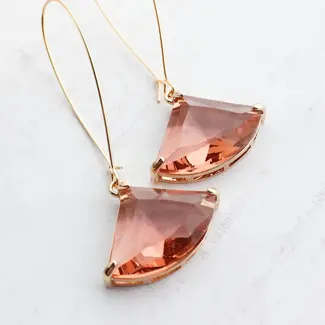 A Pocket of Posies Art Deco Earrings - Large Peach Glass