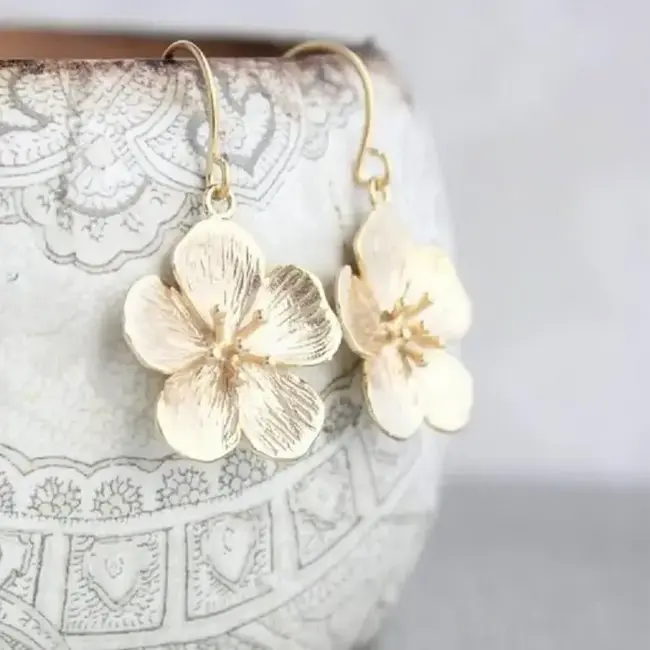 A Pocket of Posies Cherry Blossom Earrings Short in Gold