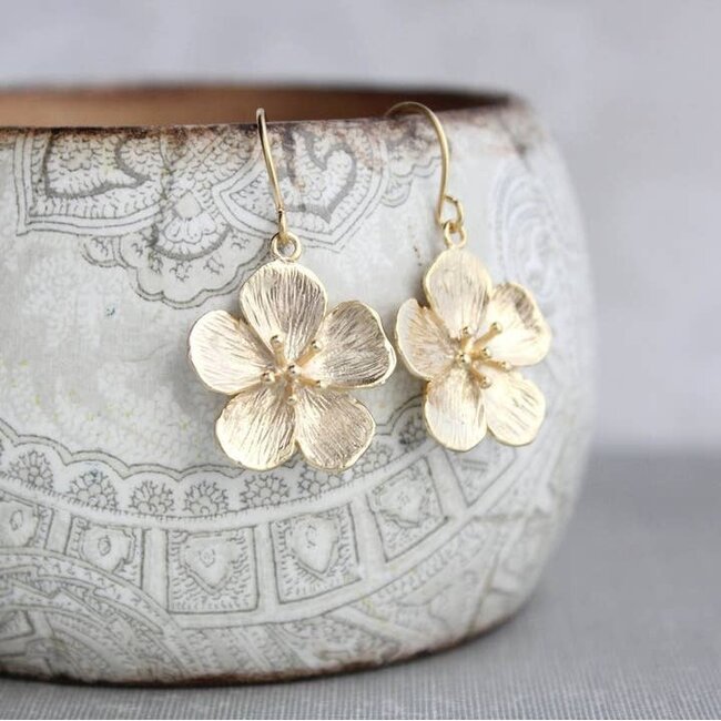 A Pocket of Posies Cherry Blossom Earrings Short in Gold