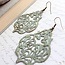A Pocket of Posies Big Damask Filigree Earrings in  Sage Patina