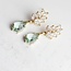 A Pocket of Posies Glass Leaf Earrings - Rhinestone Studs in Gold
