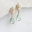 A Pocket of Posies Glass Leaf Earrings - Rhinestone Studs in Gold