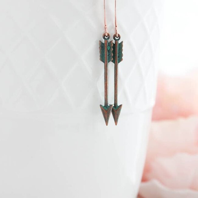 A Pocket of Posies Arrow Earrings - Matte Mint Copper