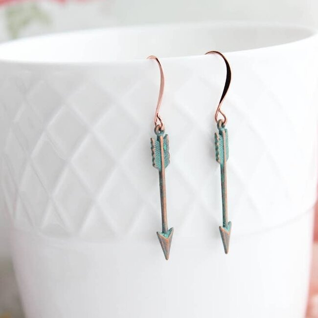 A Pocket of Posies Arrow Earrings - Matte Mint Copper