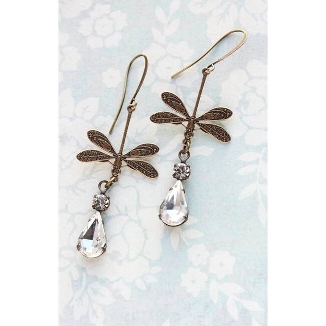 A Pocket of Posies Dragonfly Crystal Glass Earrings