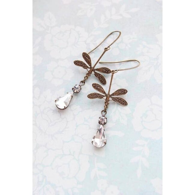 A Pocket of Posies Dragonfly Crystal Glass Earrings