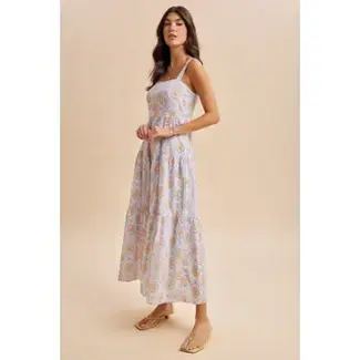 In Loom Floral Tiered Maxi Dress In Blue Aura