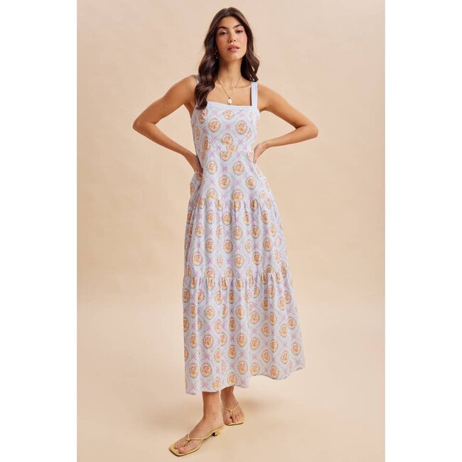 In Loom Floral Tiered Maxi Dress In Blue Aura