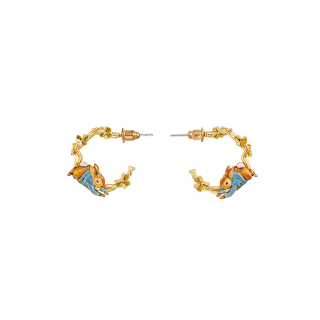 Fable England Peter Rabbit Jumping Clover - Hoop Earrings