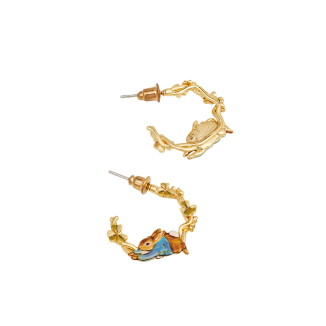 Fable England Peter Rabbit Jumping Clover - Hoop Earrings