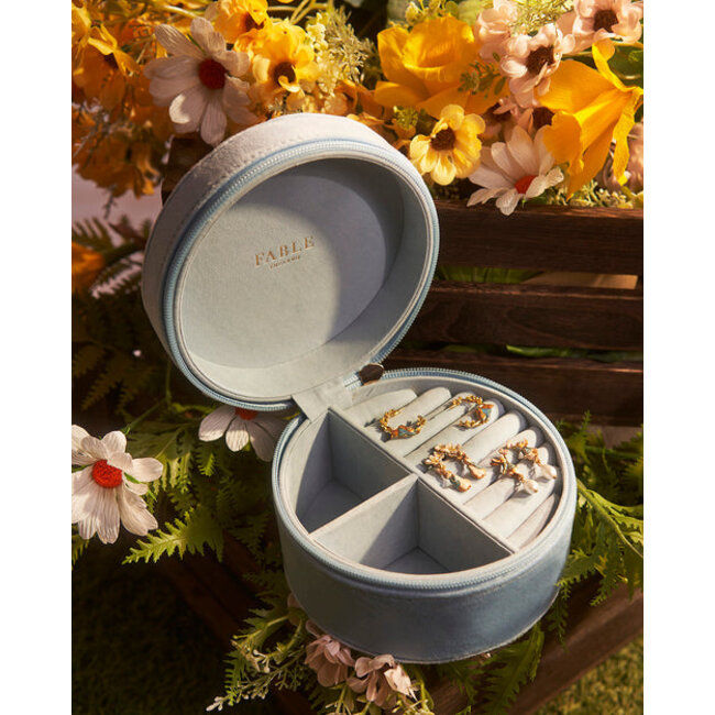 Fable England Peter Rabbit - Blue Embroidered Circle Jewellery Box