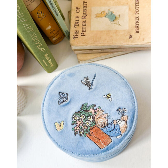 Fable England Peter Rabbit - Blue Embroidered Circle Jewellery Box