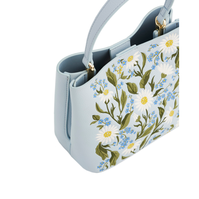 Fable England Forget Me Not - Blue Embroidered Bucket Bag