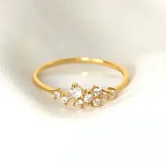 Waterproof Clustered Cubic Zirconia Diamond Ring