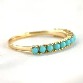 Turquoise Gemstone Ring - Gold Over Silver