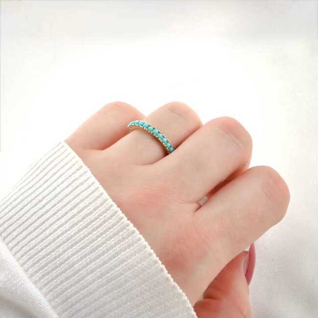 Turquoise Gemstone Ring - Gold Over Silver