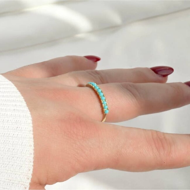 Turquoise Gemstone Ring - Gold Over Silver