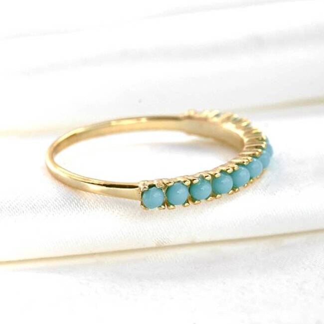 Turquoise Gemstone Ring - Gold Over Silver