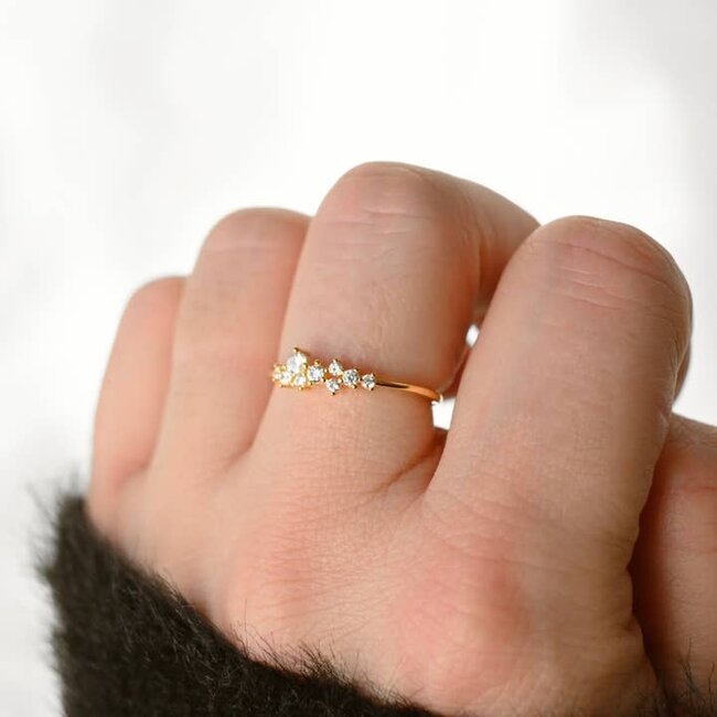 Waterproof ClusteWaterproof Clustered Cubic Zirconia Diamond Ringred CZ Diamond Ring