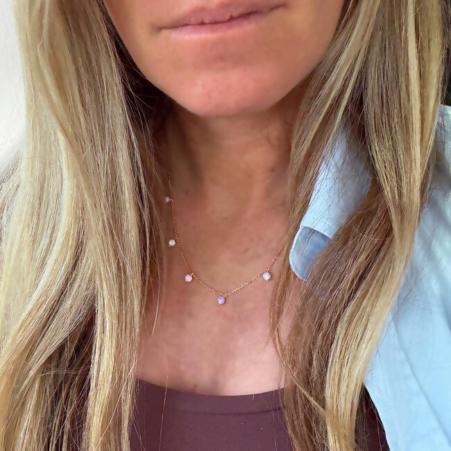 La Kaiser Cotton Candy Opal Droplet Necklace