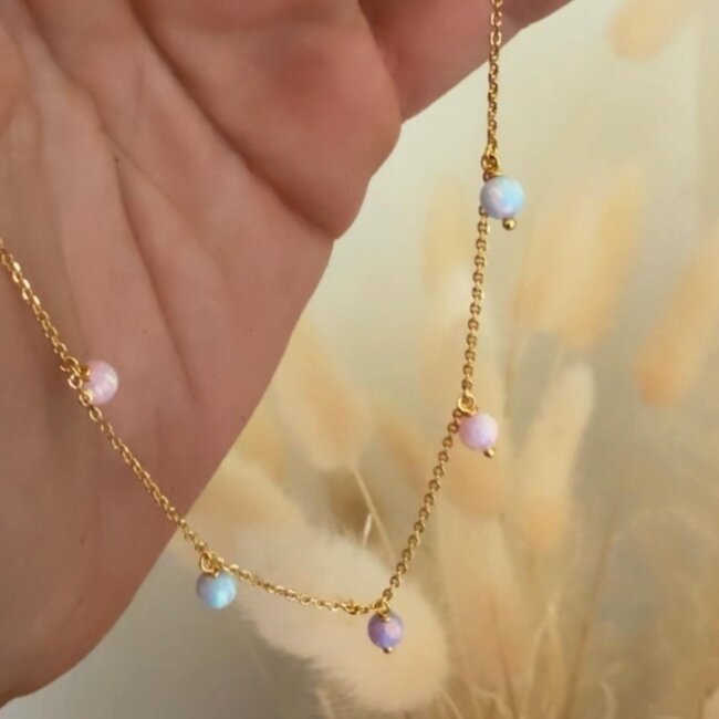 La Kaiser Cotton Candy Opal Droplet Necklace