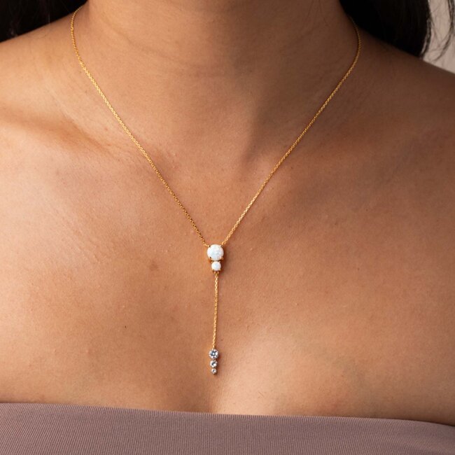 La Kaiser Opal & Diamond Droplet Lariat