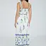 Floral Border Pattern Belt Strap Midi Dress