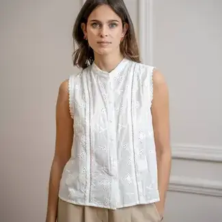 Sleeveless Broderie Anglaise Blouse