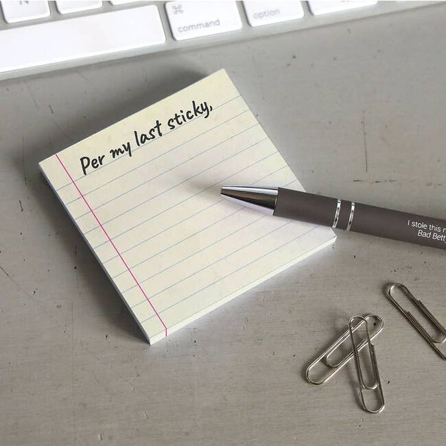 Bad Betty Sticky Note Pad - Per My Last Sticky