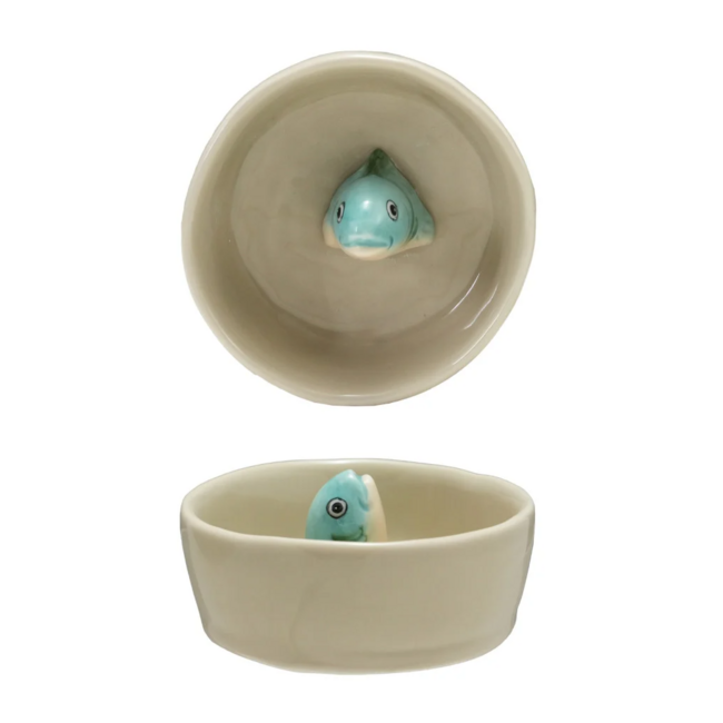 Stoneware Dish With Frog or Fish Inside
