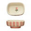 Hand-Painted Stoneware Dish with Stripes & Flower