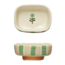 Hand-Painted Stoneware Dish with Stripes & Flower