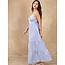 Striped Spaghetti-Strap Backless Dress