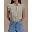 Sleeveless Floral-Print Blouse with Ruffles