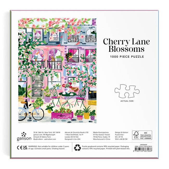 Galison/mudpuppy Cherry Lane Blossoms 1000 Piece Puzzle