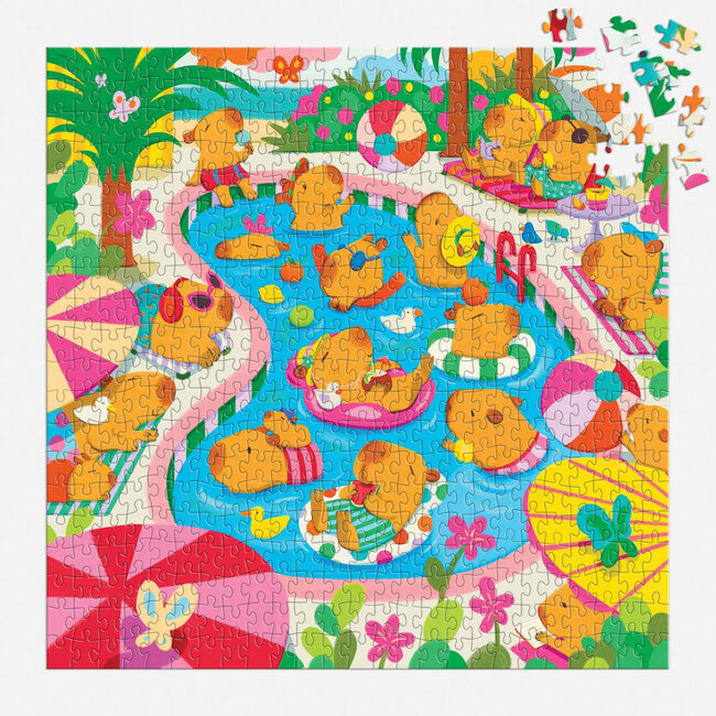Galison/mudpuppy Capybara Pool Day 500 Piece Family Puzzle